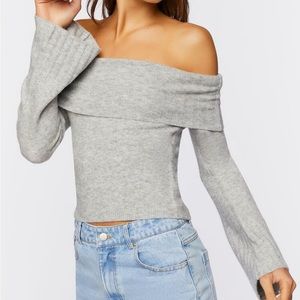 Off Shoulder Grey Sweater - Brand New